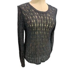 Medium Pilcro Anthropologie Womens Loose Weave Sweater Copper Evergreen